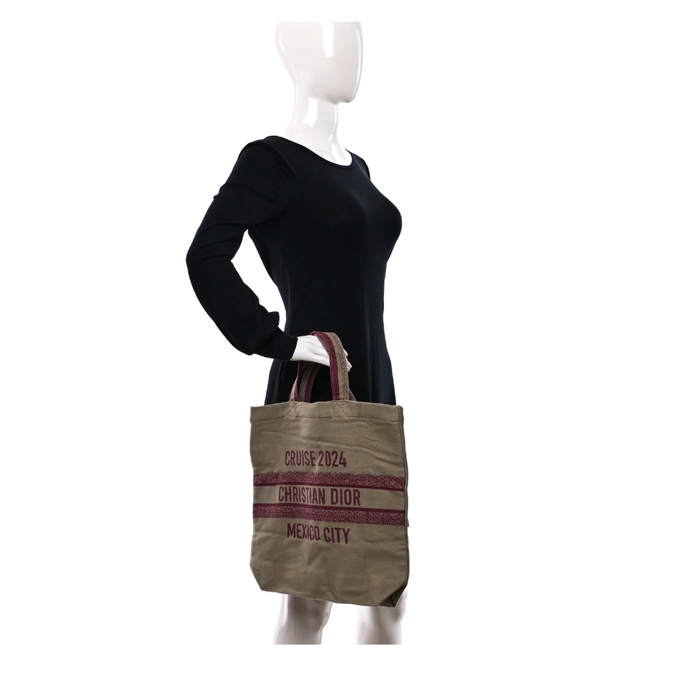 Chrisian Dior Tan and Pink Tote Bag